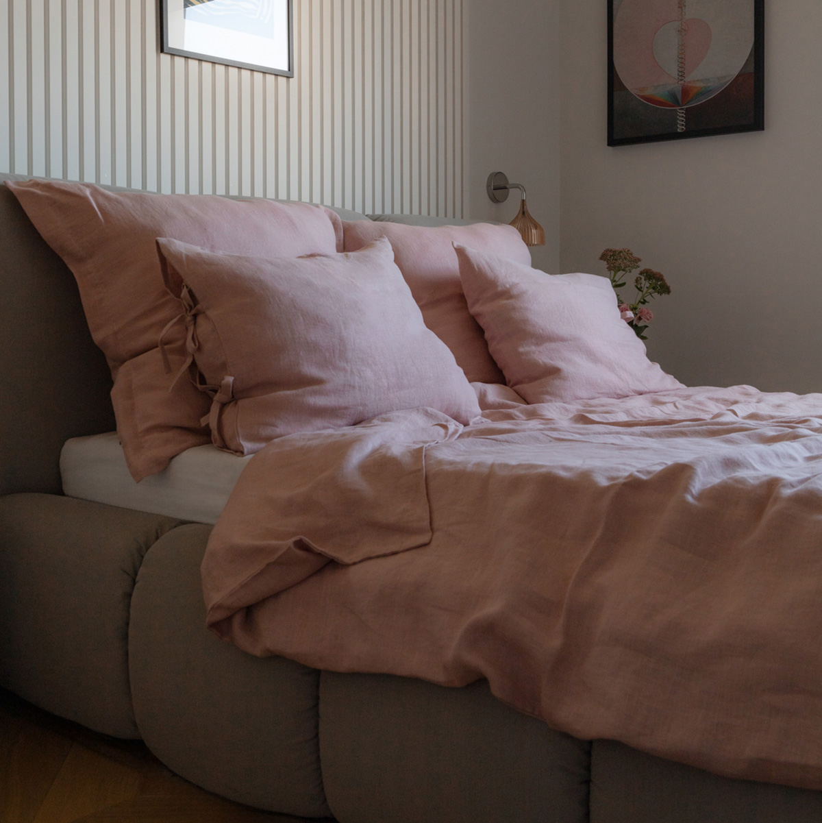 różowa lniana poszwa na kołdrę / powder pink różowa lniana poszwa na kołdrę / powder pink