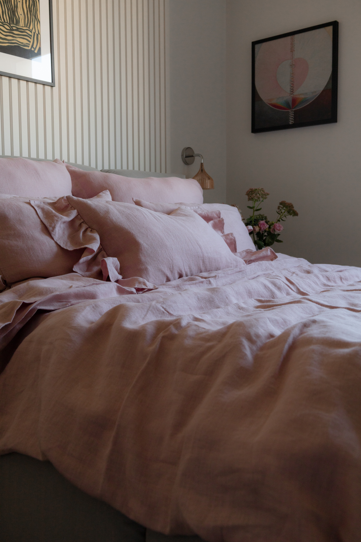 różowa lniana poszwa na kołdrę / powder pink różowa lniana poszwa na kołdrę / powder pink