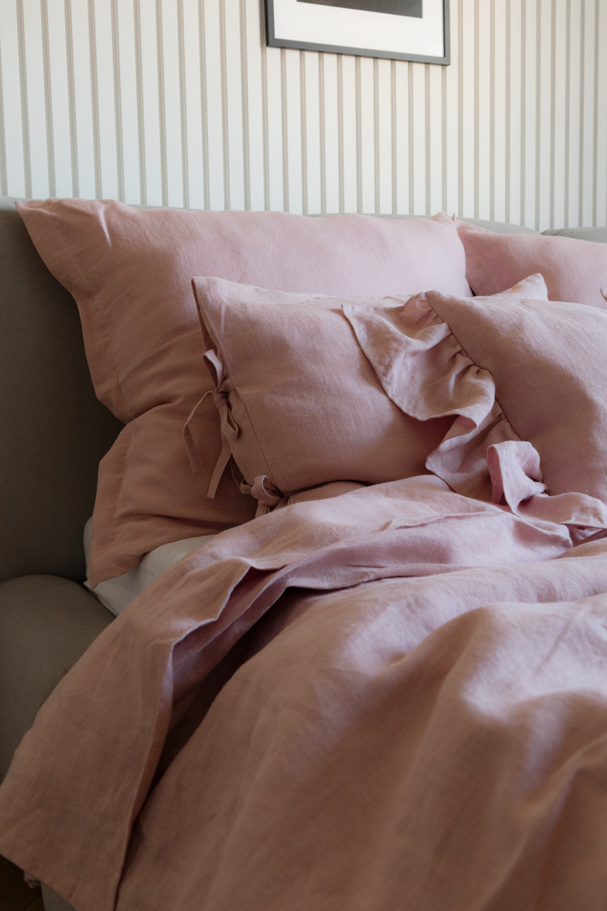 różowa lniana poszwa na kołdrę / powder pink różowa lniana poszwa na kołdrę / powder pink