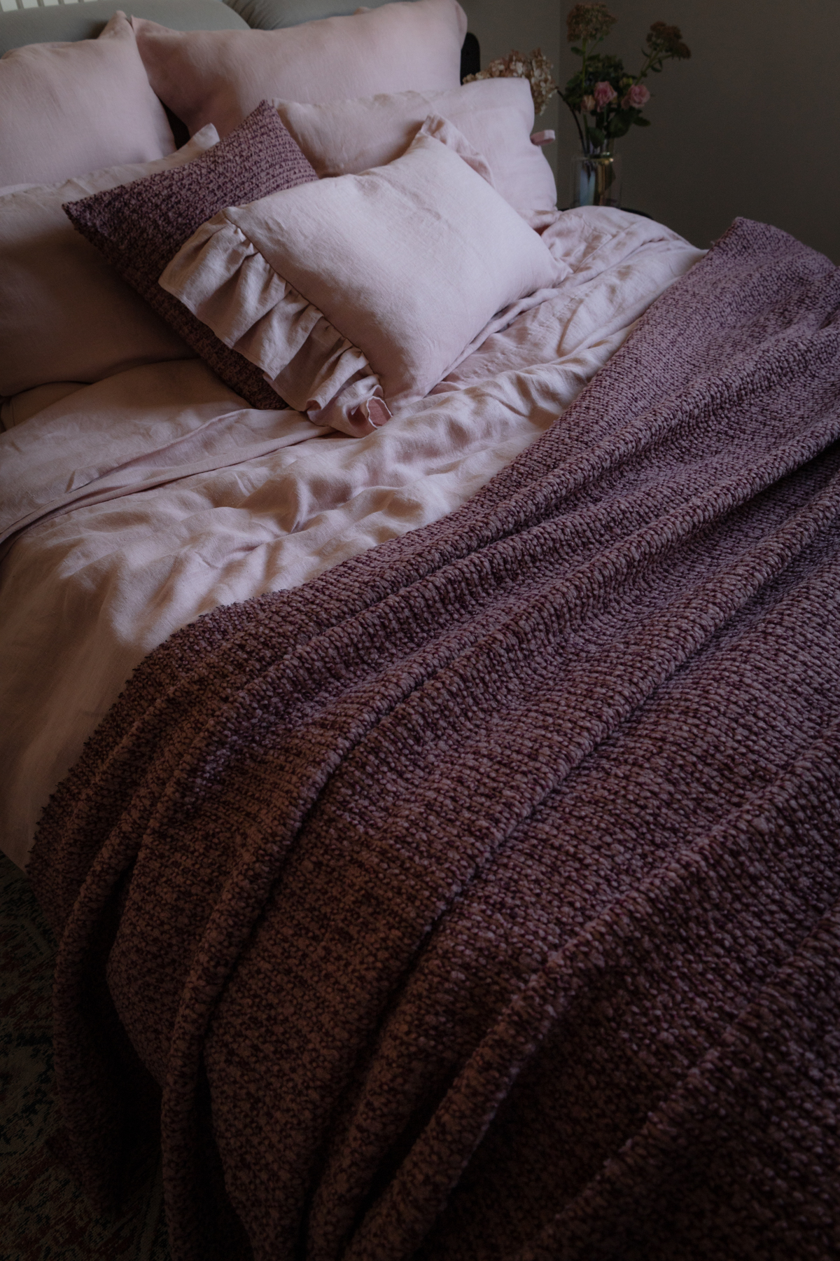 różowa lniana poszwa na kołdrę / powder pink różowa lniana poszwa na kołdrę / powder pink