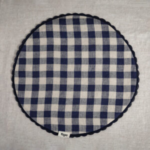 Podkładka na stół z lnu w granatową kratę / #2