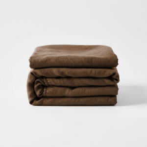 Prześcieradło lniane z gumką / Mocha